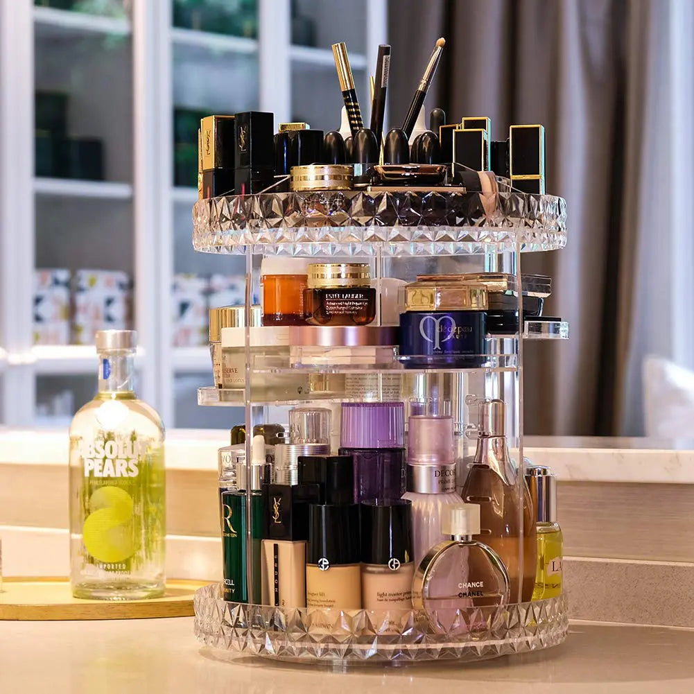 Product details of 360 Degree Rotating Crystal Jewelry Cosmetic Perfumes Makeup Organizer Display Stand 360 Degree makeup...