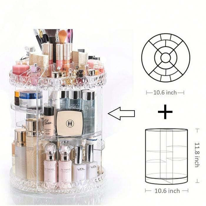 Product details of 360 Degree Rotating Crystal Jewelry Cosmetic Perfumes Makeup Organizer Display Stand 360 Degree makeup...
